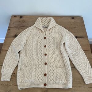 Cream Cable Knit Cardigan Athena Designs Hand Knit size large